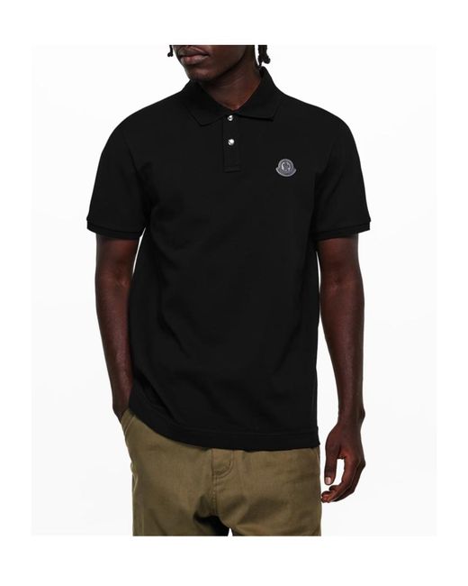 Moncler Black Short Sleeve Polo Shirt for men