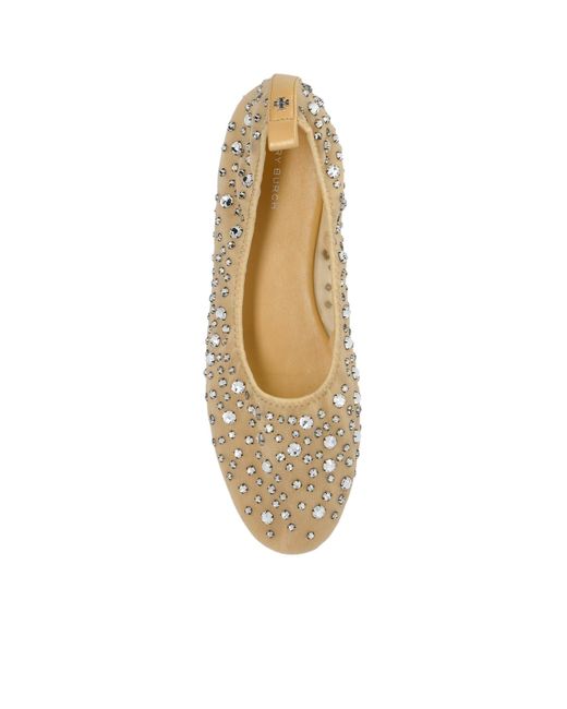 Tory Burch Natural Crystal Ballet Flats
