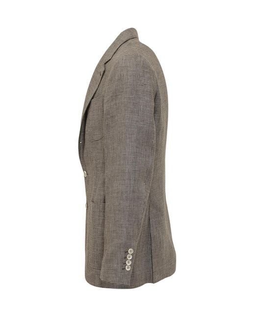 Brunello Cucinelli Brown Checked Single-Breasted Blazer for men