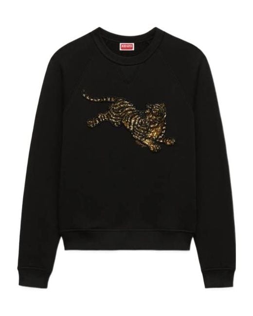 KENZO Black Jumping Tiger' Embroidered Sweatshirt