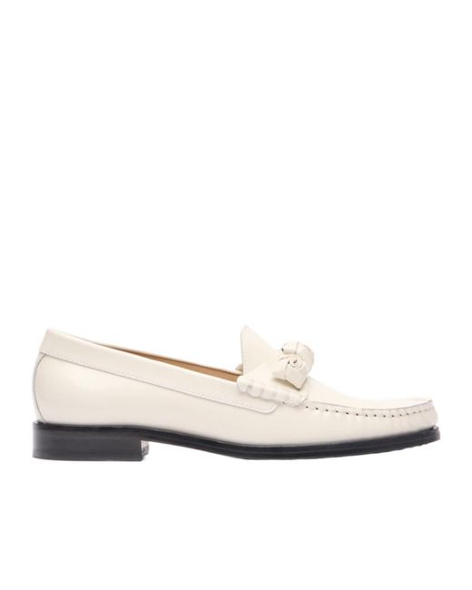 Stuart Weitzman White Round Head Loafer Shoes