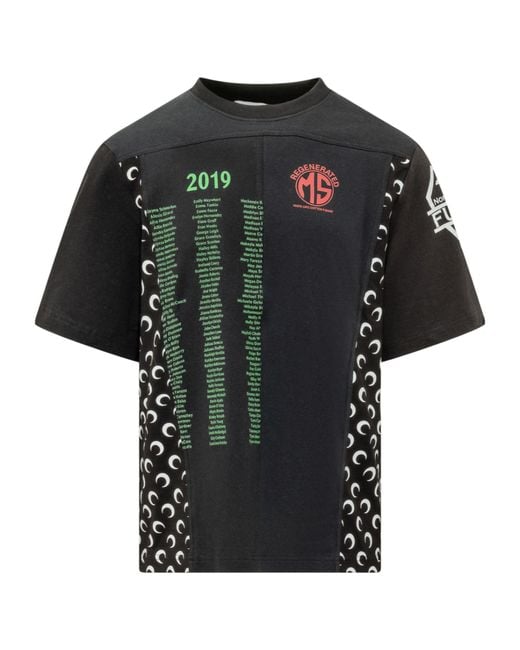 MARINE SERRE Black Graphic Crew Neck T-Shirt for men
