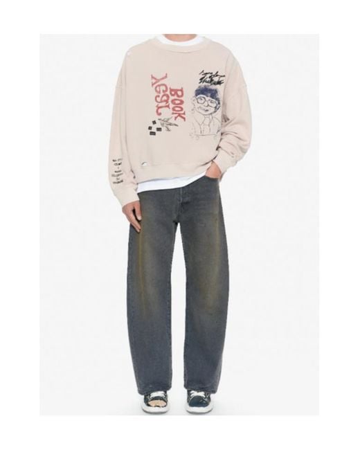 Song For The Mute White Distressed Graphic-Print Sweatshirt for men