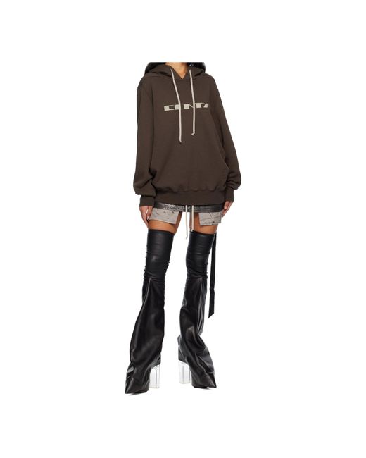 Rick Owens Brown Concordians Oversized Hooded Sweatshirt