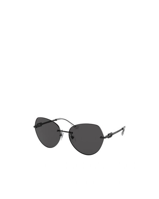 BVLGARI White Engraved-Logo Geometric-Frame Sunglasses