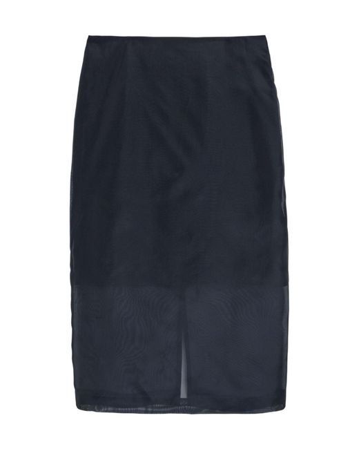 Polo Ralph Lauren Blue Silk-Organza Midi Skirt