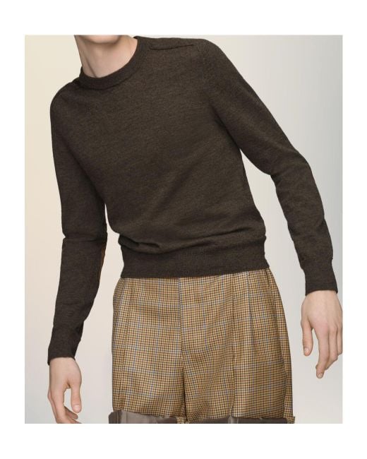 Maison Margiela Green Long-Sleeved Crewneck Knit Jumper for men