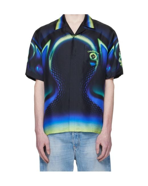 Casablanca Blue Satin Shirt for men