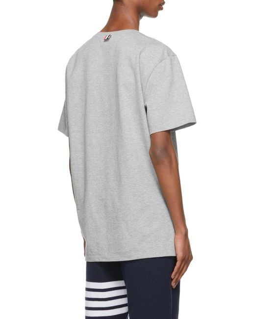 Thom Browne Gray Logo Patch Crewneck T-Shirt for men