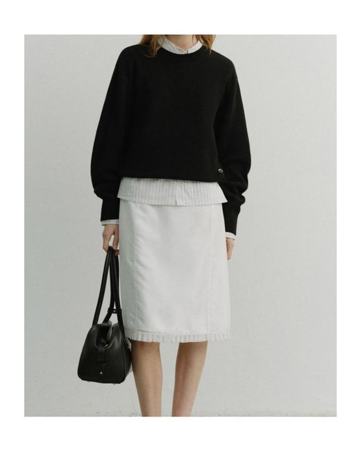 DUNST White H Line Midi Skirt