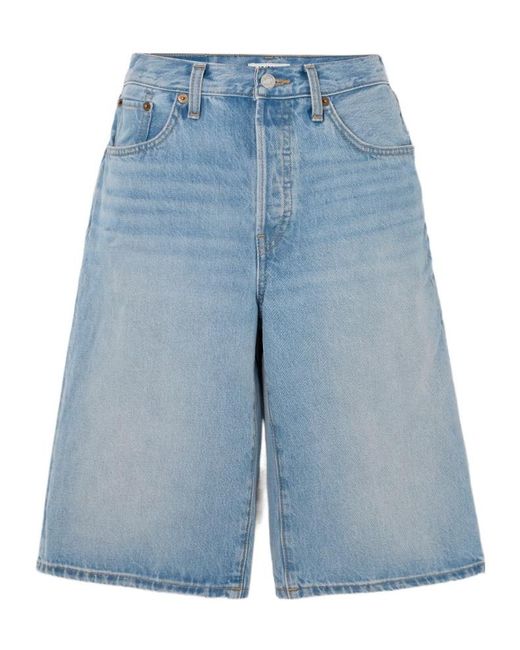 Re/done Blue Skater Low-Rise Denim Shorts