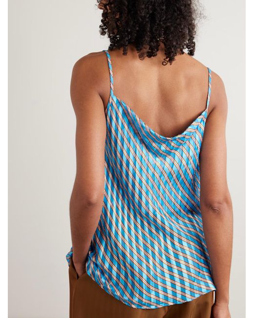 Dries Van Noten Blue Draped Striped Tank Top