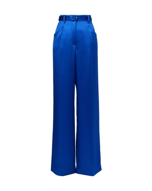 Gabriela Hearst Blue Norman Silk Tweed Wide-Leg Pants
