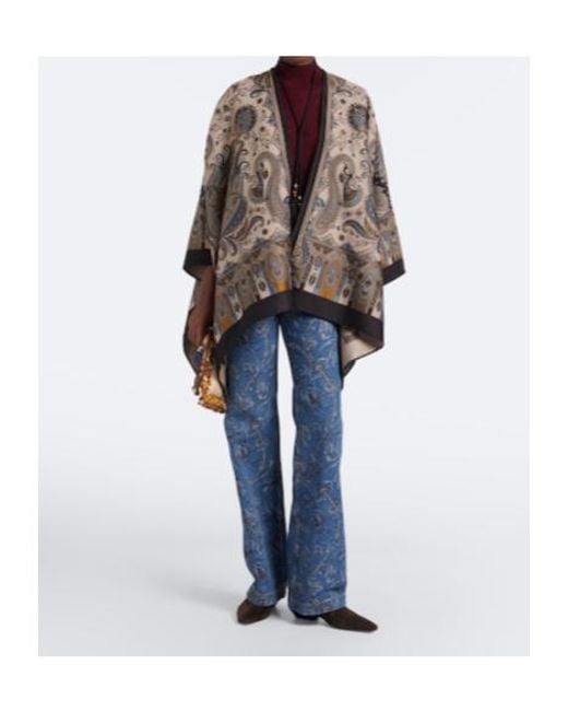 Etro Blue Printed Wide-Leg Jeans
