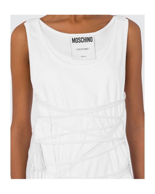 Moschino White Lace Stretch Dress