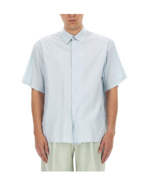 Lanvin White Striped Short-Sleeved Shirt for men