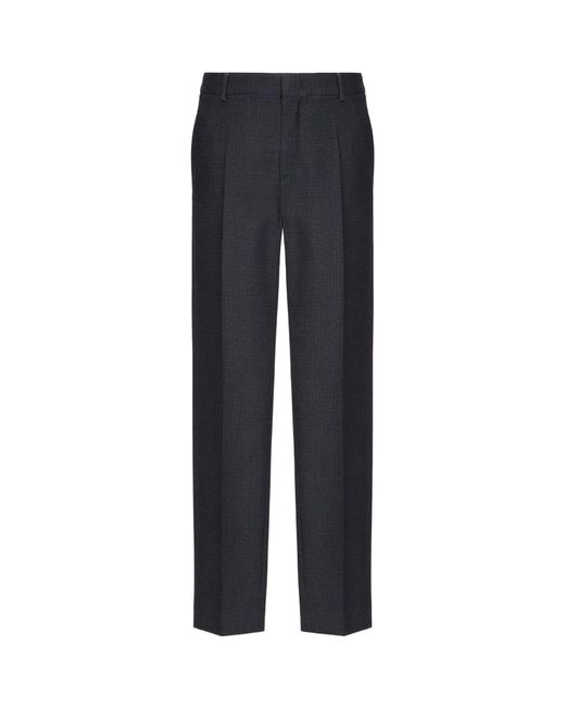 Valentino Blue Pressed-Crease Wool Trousers for men