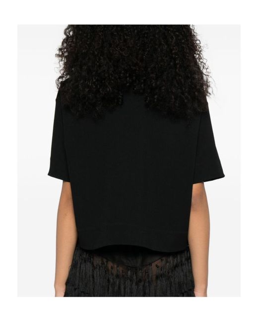Jil Sander Black Short Sleeve V-Neck T-Shirt