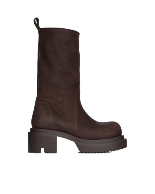 Rick Owens Brown 60Mm Bogun Platform Combat Boots