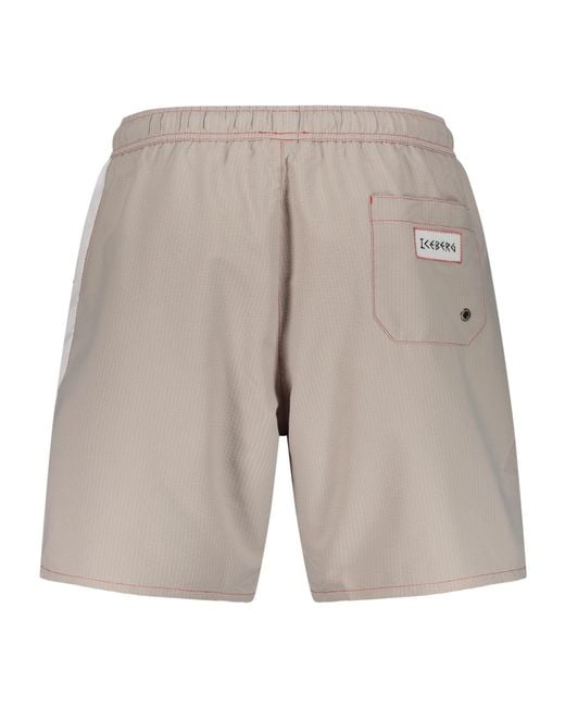 Iceberg Gray Logo Panel Swim Shorts for men