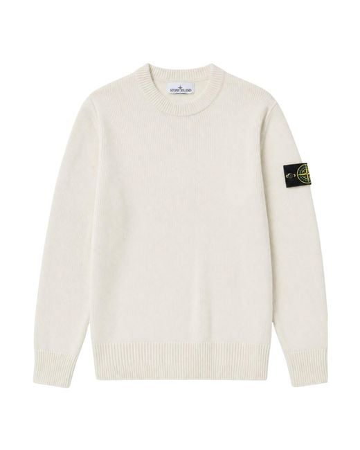 Stone Island White Crew-Neck Sweater for men