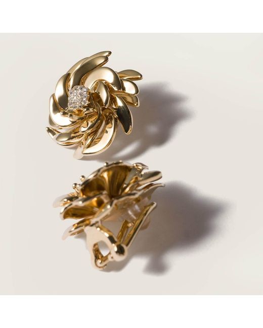 Miu Miu Metallic Metal Earrings With Crystals