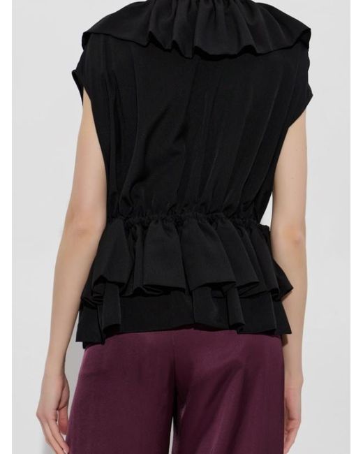 Dries Van Noten Black Cally Bis Ruffled Peplum Top