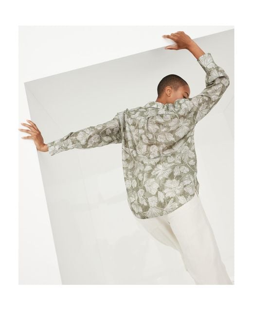 Brunello Cucinelli Gray Floral Printed Buttoned Shirt