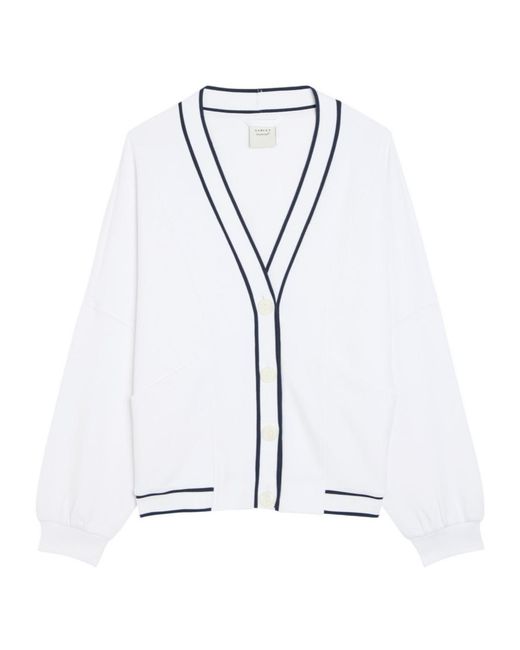Varley White V-Neck Knit Cardigan