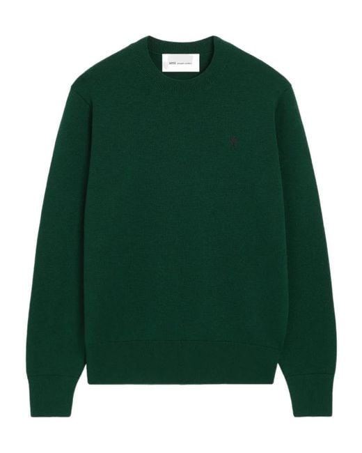 AMI Green Crew Neck Long-Sleeved Sweatshirt for men