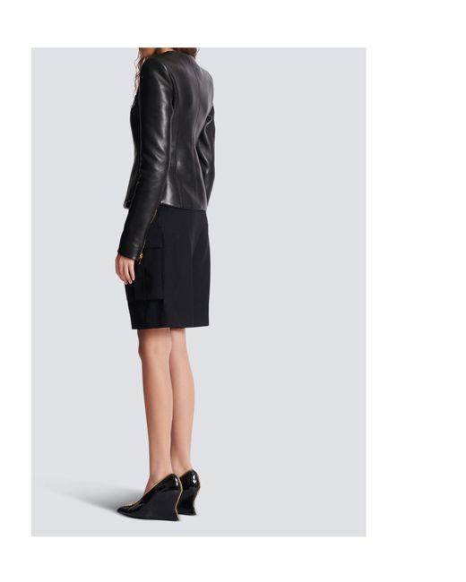 Balmain Black Zipped Lambskin Basque Jacket