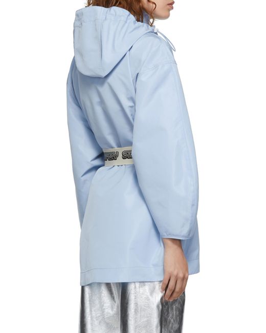 Stella McCartney Blue Belted Hooded Jacket