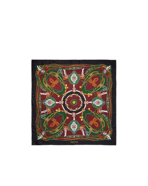 Gucci Black 'Salon Privé' Printed Silk Carré