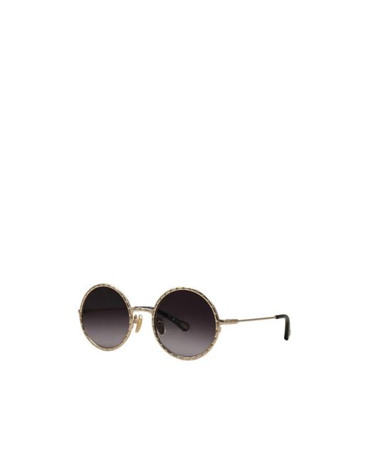 Chloé Metallic Two-Tone Round Sunglasses