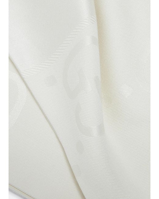 Gucci White Gg Jacquard Frayed-Edge Shawl