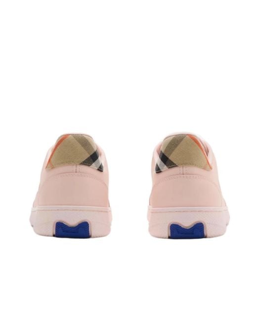 Burberry Pink Terrace Checked Lace-Up Sneakers