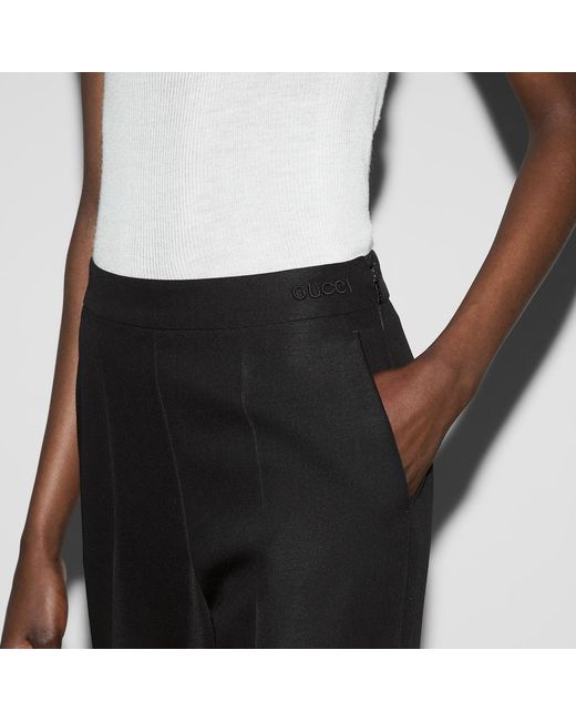 Gucci Black Logo Embroidered Bootcut Leg Trousers