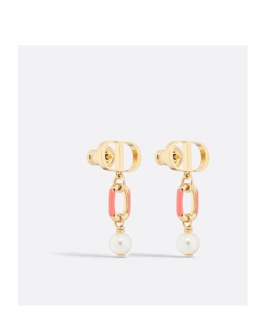 Dior White Iviera Petit Cd Earrings