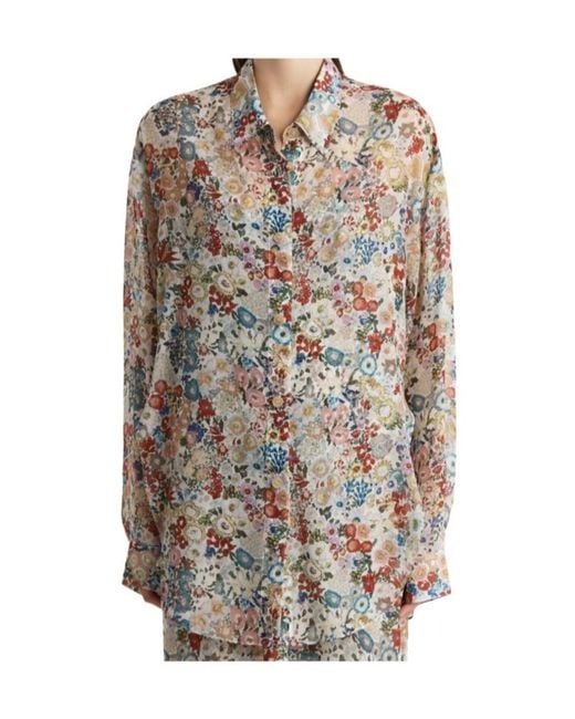 Khaite Gray Goya Floral Printed Buttoned Shirt