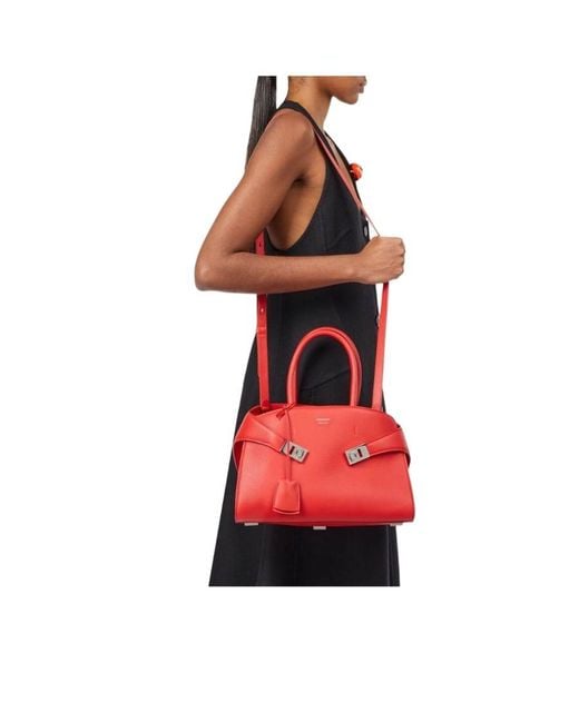 Ferragamo Red Hug Logo Printed Tote Bag