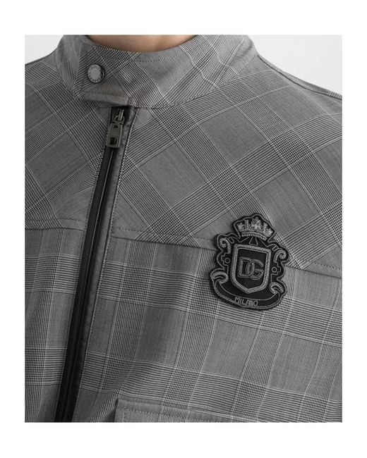 Dolce & Gabbana Gray Plaid Patterned Jacket for men