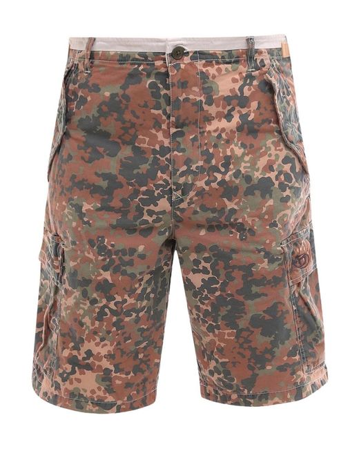 DIESEL Gray Camouflage Printed Shorts for men