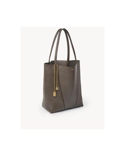 Chloé Brown Chloé Spin Charm Detailed Tote Bag