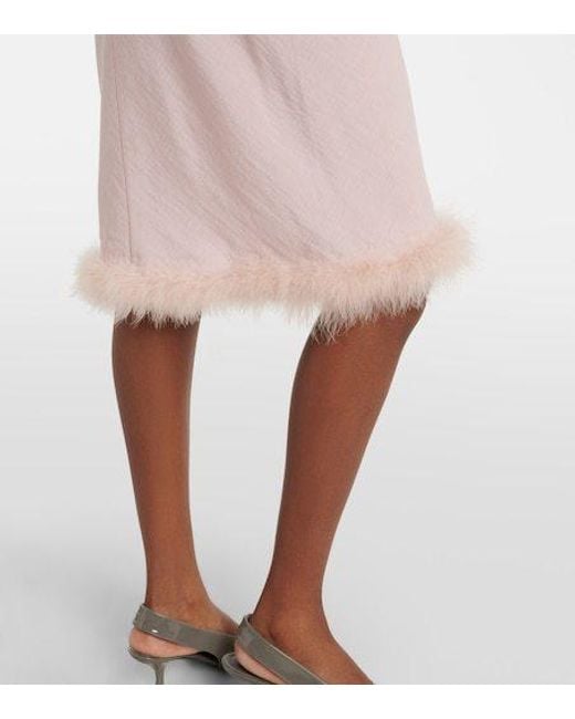 Dorothee Schumacher Pink Soft Vibes Feather-Trimmed Midi Skirt