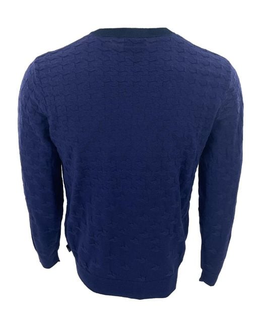 Armani Collezioni Blue Long-Sleeved Round-Neck Sweater for men