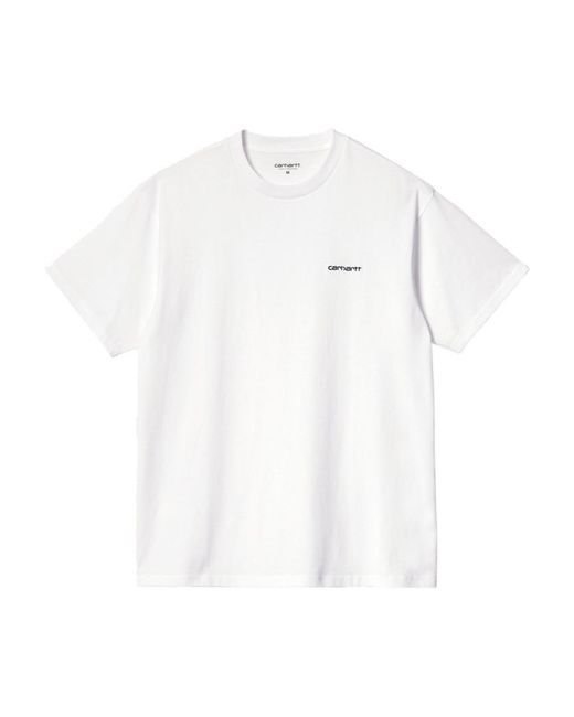 Carhartt White Script Logo Embroidered T-Shirt for men