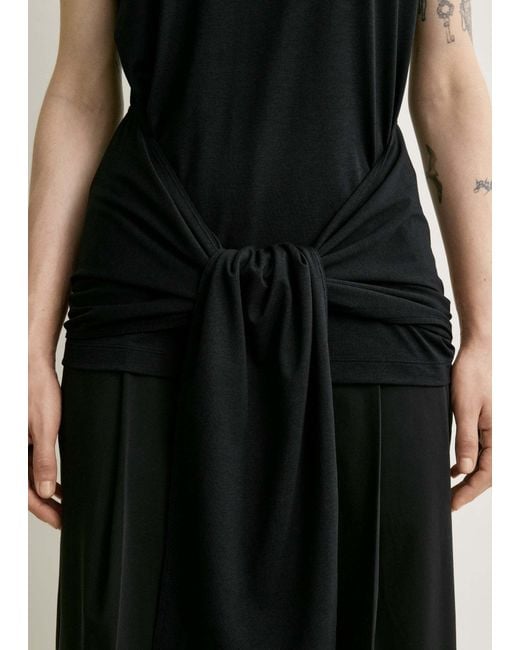 Totême  Black Knotted Draped T-Shirt