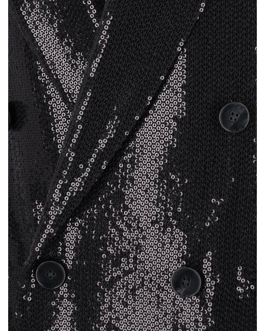 Lardini Black Double-Breasted Sequin Blazer