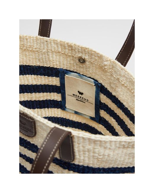 Weekend by Maxmara Blue Large Striped Tote Bag
