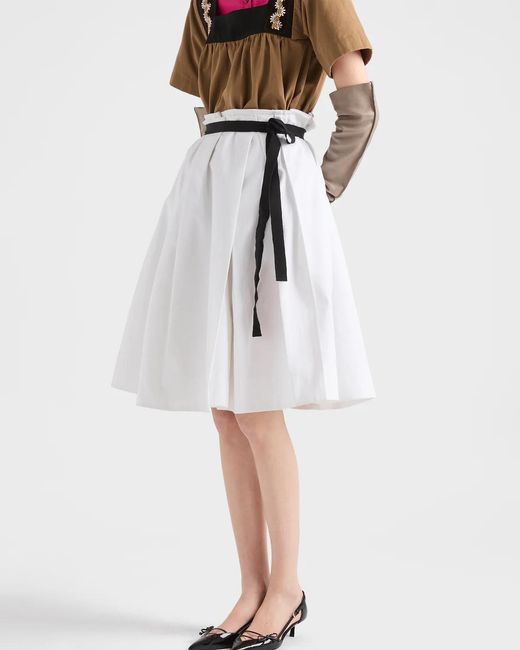 Prada White Belted Midi Skirt